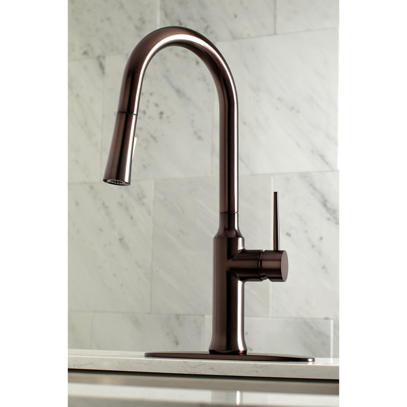 Kingston Brass New York Single-Handle Pull-Down Kitchen Faucet, Oil Rubbed Bronze