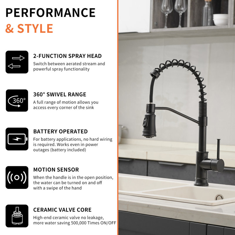 Touchless Kitchen Faucet,Hands Free Automati, Black