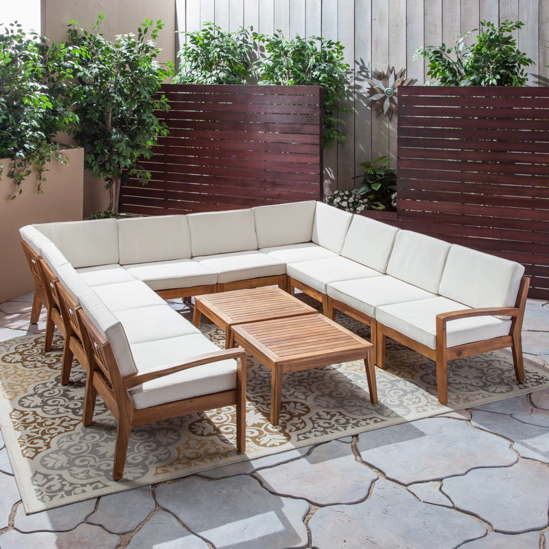 Ensemble de conversation modulaire avec coussins 12 pièces Ajanai, Beige