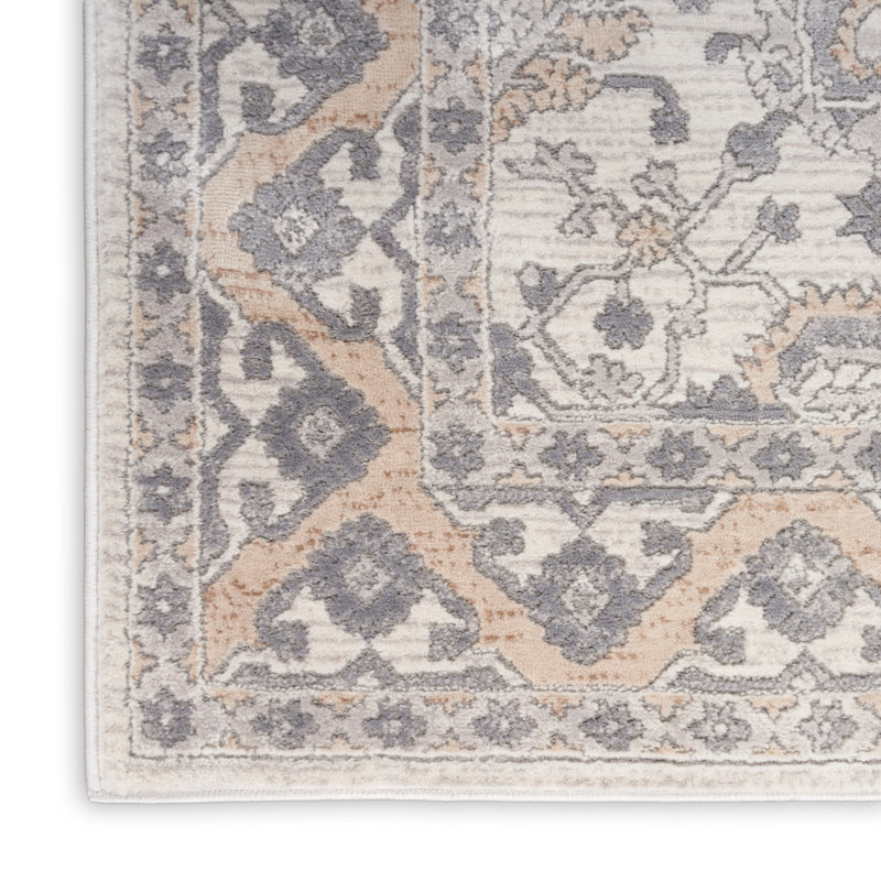 Nicole Curtis Cream Gray Synthetic Rectangular Area Rug