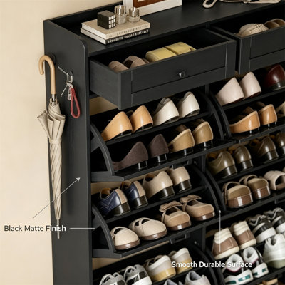 Armoire à chaussures Farmhouse - 6 tiroirs et 2 tiroirs supérieurs