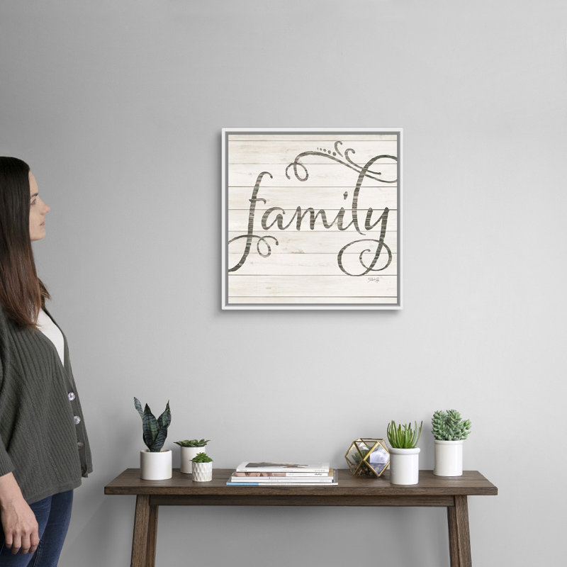 «Simple Words Family» par Marla Rae - reproduction d'art textuel sur toile, Toile encadrée flottée blanche
