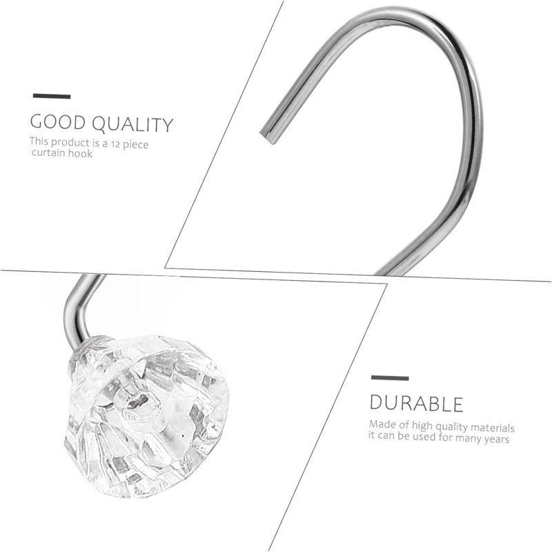 Anneaux de rideau de douche (paquet de 12) transparent, Accent cristallin