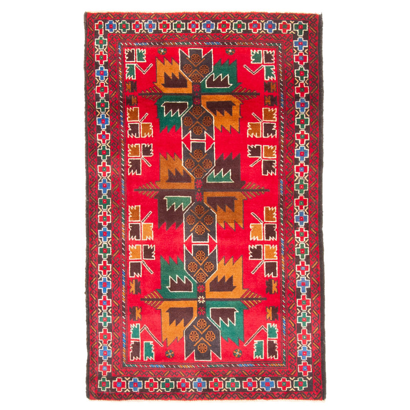 Tapis rouge Teimani 2 pi 10 po x 4 pi 7 po