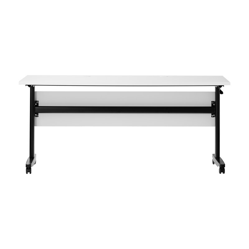 Commercial Nesting Flip Training Table With Steel Frame And T-Legs, White, Black