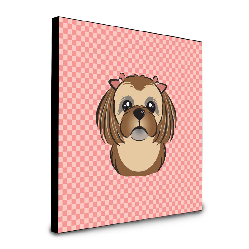 Panneau mural d’art Dungorbery, Rose, Shih Tzu brun foncé