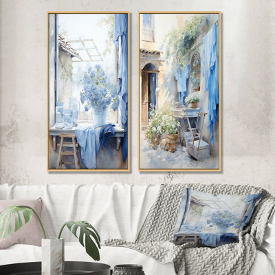 «Washday Blues In France II - Laundry Art», ensemble de 2 impressions murales