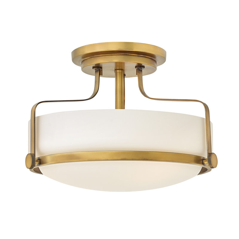 Plafonnier semi-encastré 14,5 po Harper 1 lumière, Incandescent, Héritage laiton