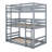 Twin Triple Rubber Wood Bunk Bed, With Ladders-1876916149