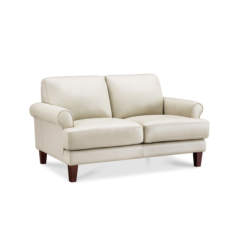 Causeuse en cuir Dawn, Blanc cassé