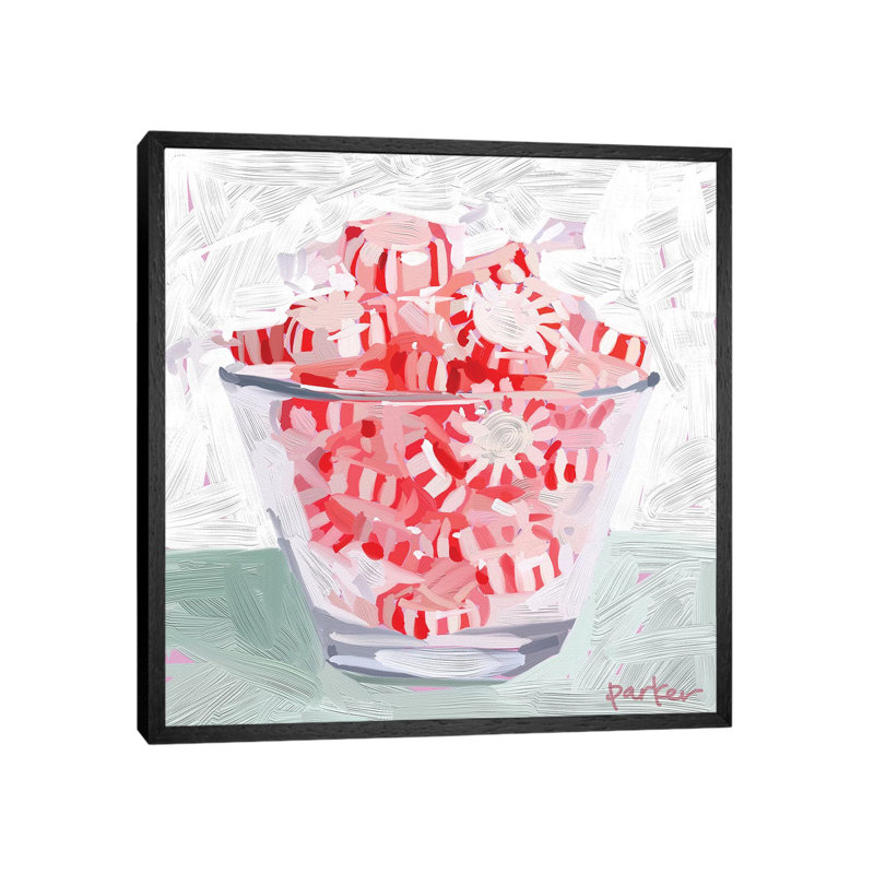 Peppermint Cup 1 Piece Painting on Canvas, 66.04cm H x 66.04cm W x 3.81cm D, Black Floater Framed