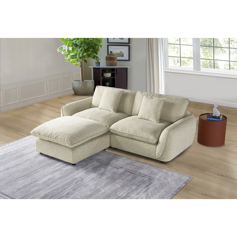 Modular Sofa With Ottoman, Light Brown