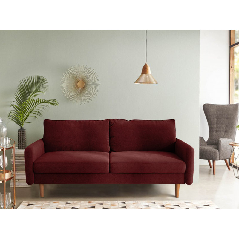 Azelin 70" Round Arm Sofa, Wine Red