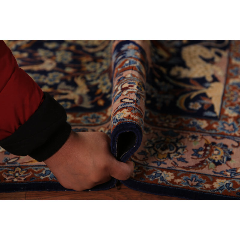 Tapis bleu en soie 3 x 5