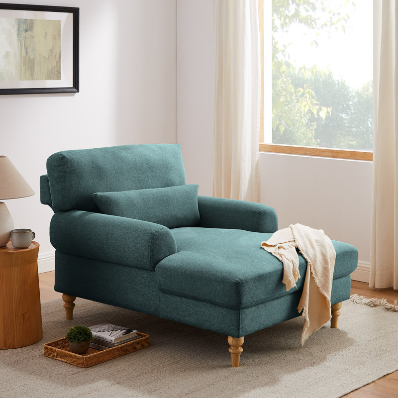 Chaise longue rembourrée avec dossier réglable Davene, Mélange de polyester vert pin