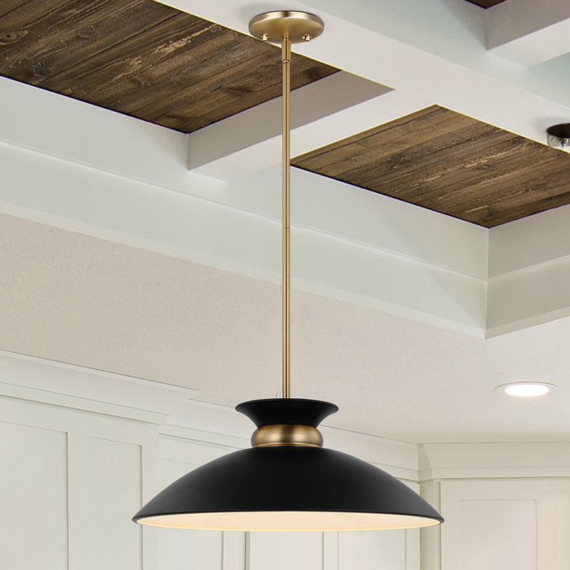Luminaire suspendu en forme de dôme à 1 lumière Giles, Noir mat, H 7,5 po x l 19 po x P 19 po