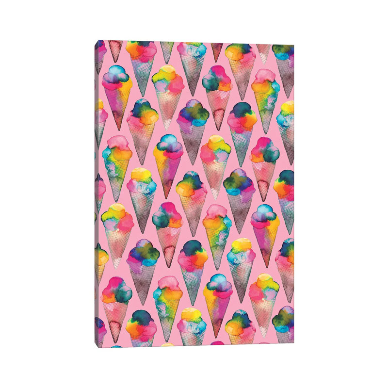 Ice Cream Cones Pink by Ninola Design - Wrapped Canvas Painting, 101.6 cm H x 66.04 cm W x 1.905 cm D