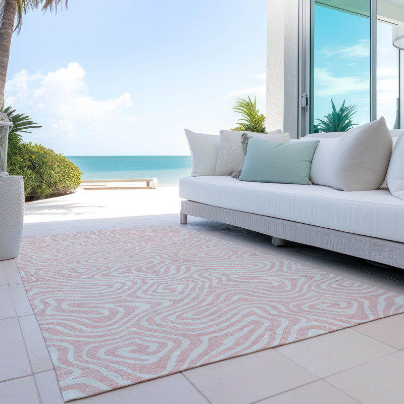 Addison 8' x 10' Pink Synthetic Flat Woven Washable Rug