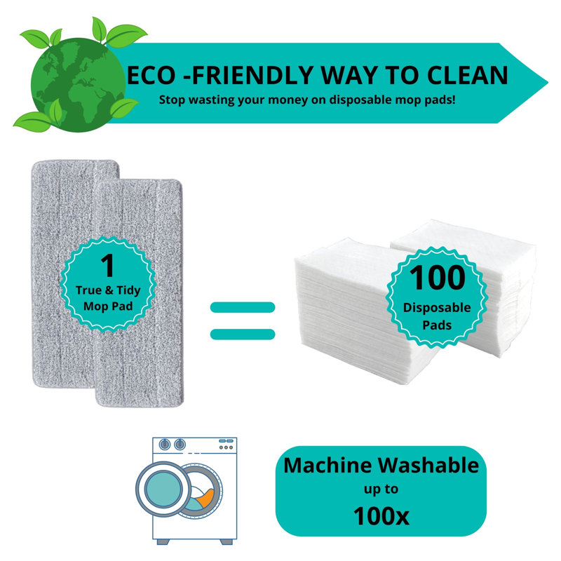 Gray Machine-Washable Spin Mop Pad Replacements, 2-Pack