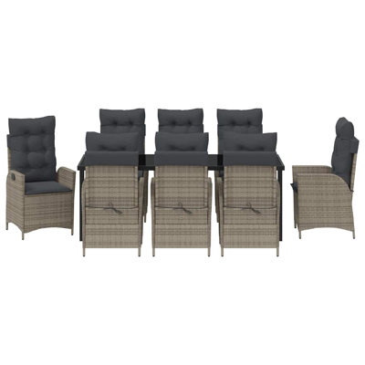  Ensemble de salle à manger de jardin avec coussin 9 pièces