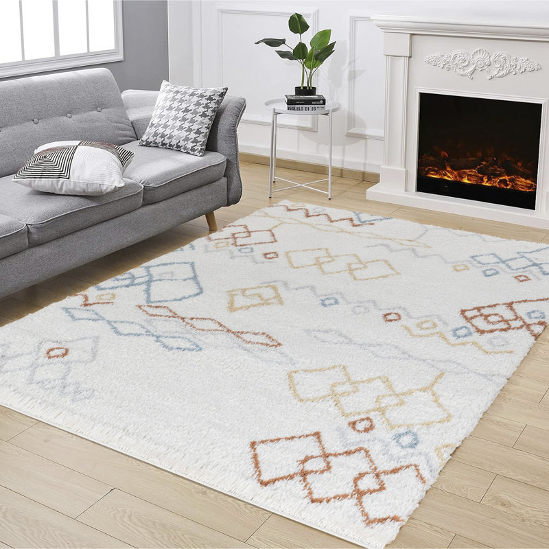 Loft Shag GC_CZY1005 Ivory 5 ft. 3 in. x 7 ft. Shaggy Area Rug, Rectangle 5'3" x 7'3"
