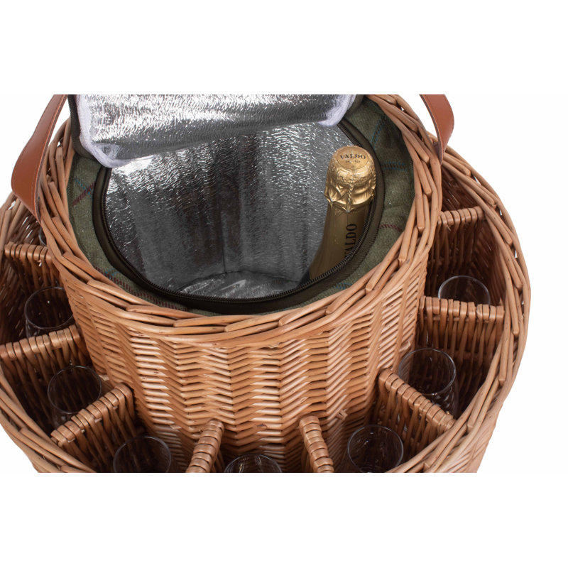 Wicker Garden Party Drinks Chilled Basket with Tweed effect Lining