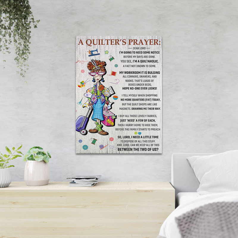 «Quilter Woman - A Quilter's Prayer», reproduction d'art graphique sur toile tendue, H 20 po x l 16 po x P 2 po
