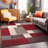 Allyne Geometric Red/Gray Non-Slip Rubberback Area Rug-1089645541