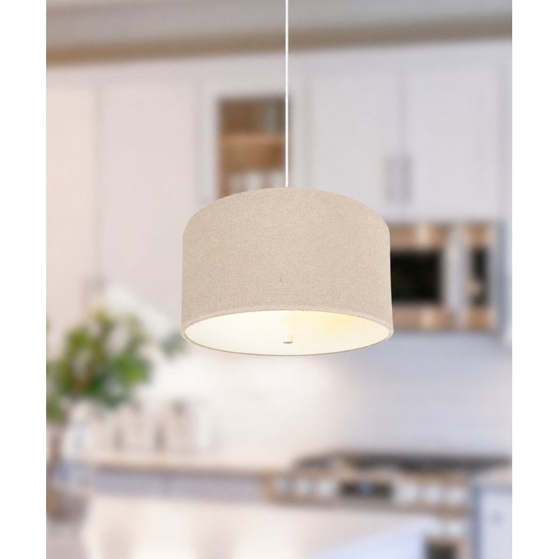 Luminaire suspendu tambour 2 lumières, gris, Blanc