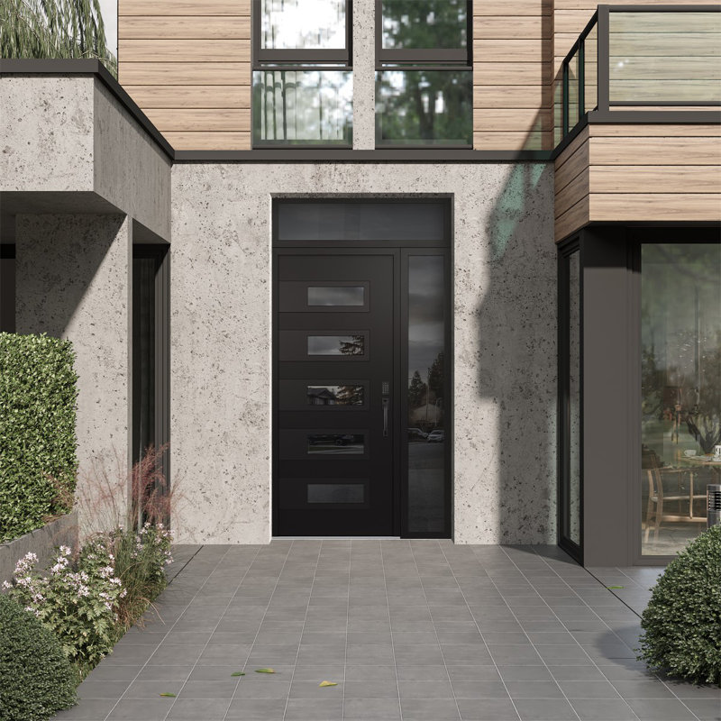 D3 Panneau de gauche en acier noir et noir avec miroir à panneau latéral 50 po x 96 po D3, Côté gauche, Noir / noir / miroir