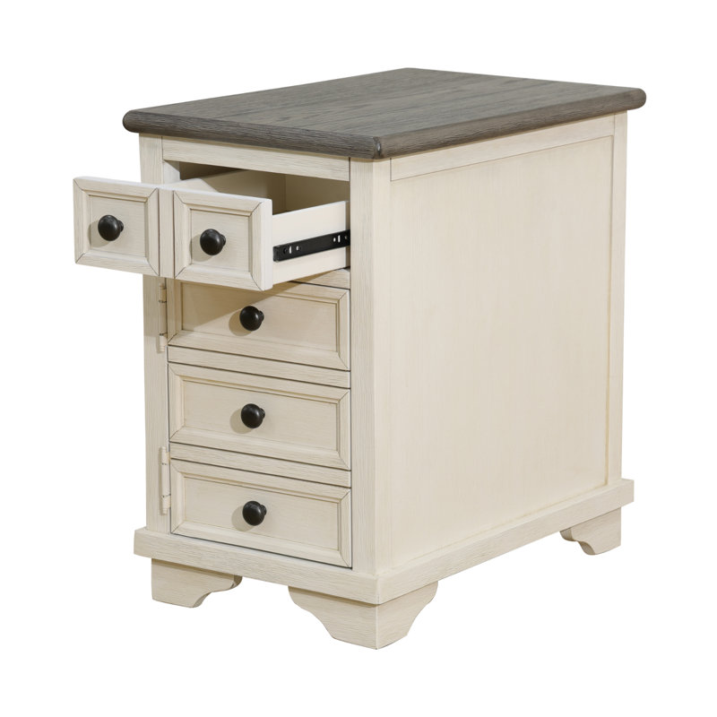 Table de bout en bois massif avec rangement Sohani