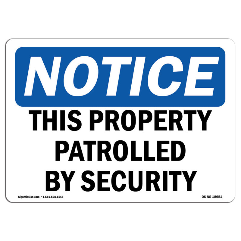 Ce panneau en aluminium patrouillé par la sécurité 12 x 18, H 18 po x l 12 po x P 0,1 po