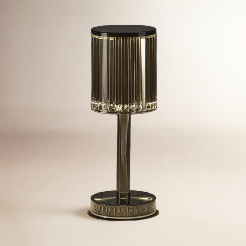 Lampe de table cylindrique en résine Gatsby, Fumée