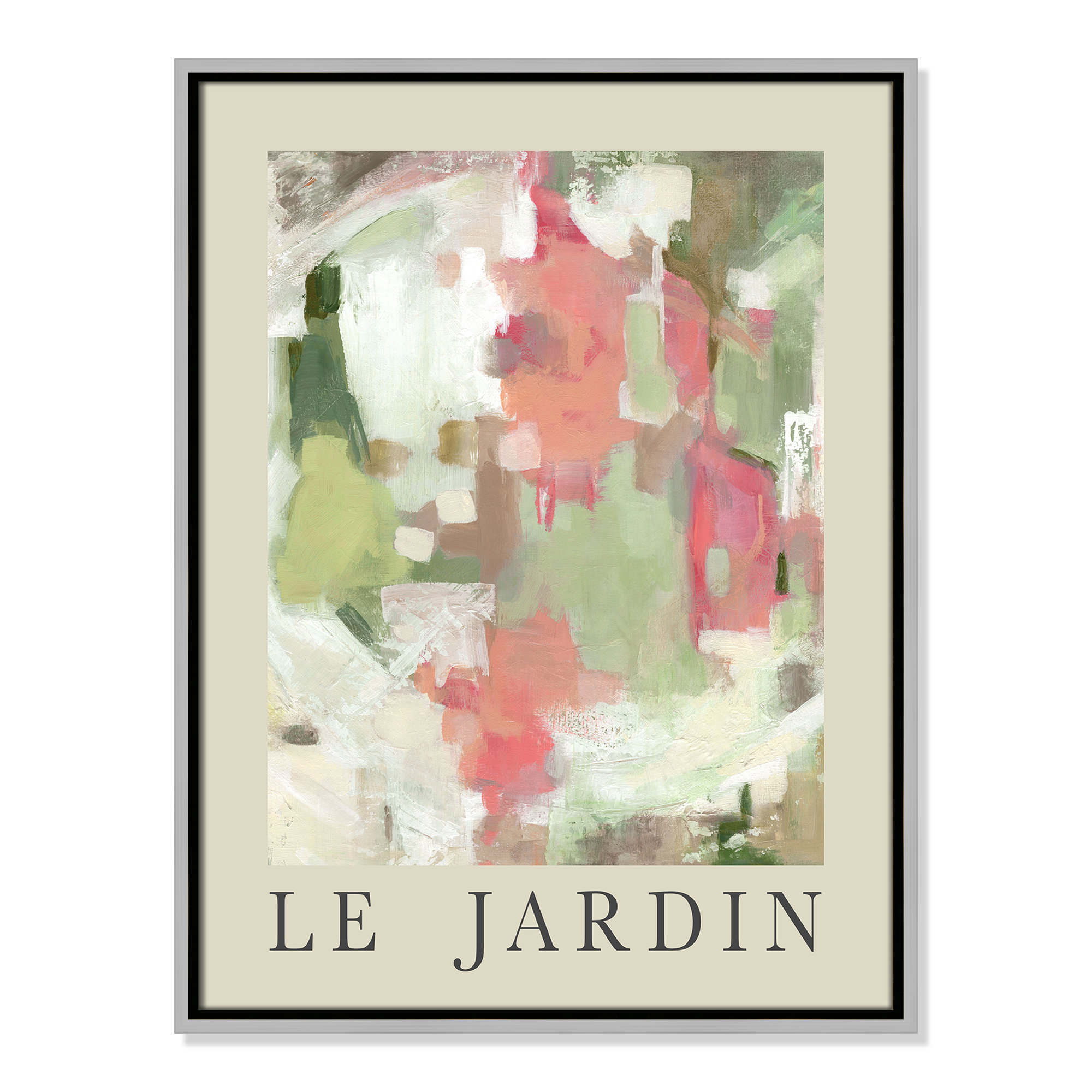 Botanical Poster Collection " Le Jardin " by Carol Robinson, 25.5" H x 19.5" W x 2" D, Silver Floater Frame, No