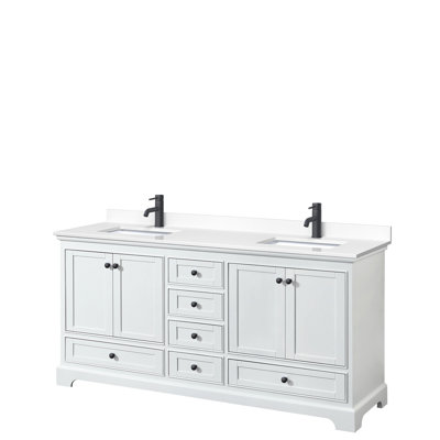 Deborah 72'' Double Bathroom Vanity with Marble Top