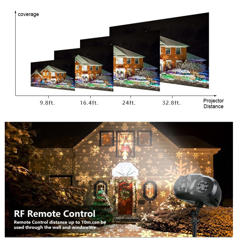 Upgraded Dual-Head Outdoor Snowflake Projector Light