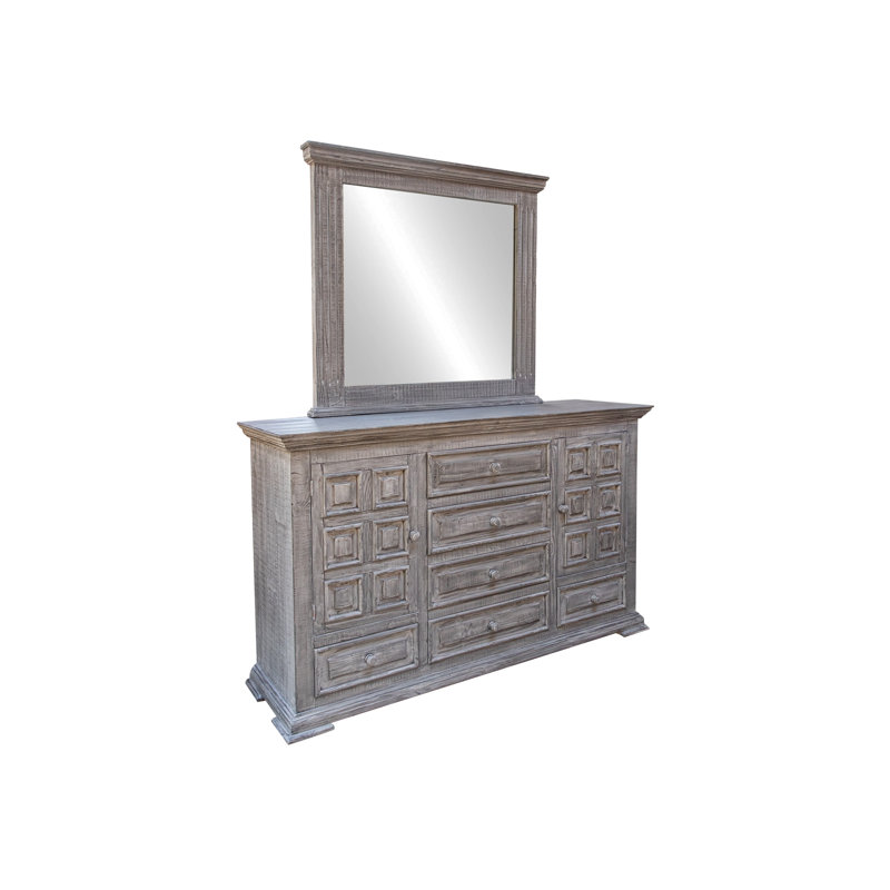 Commode 6 tiroirs 2 portes Terra, Gris