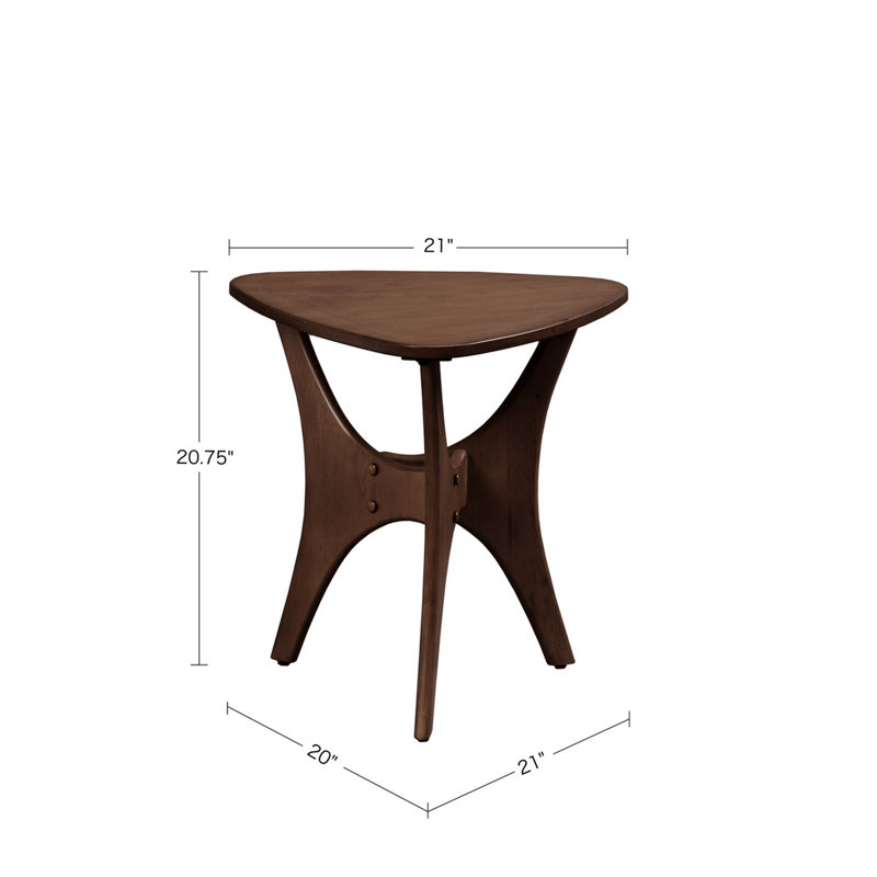 Modern Triangle Wood Side Table With Pecan, Stylish Addition Living Room Table, Pecan Finish, Easy Assembly, Brown