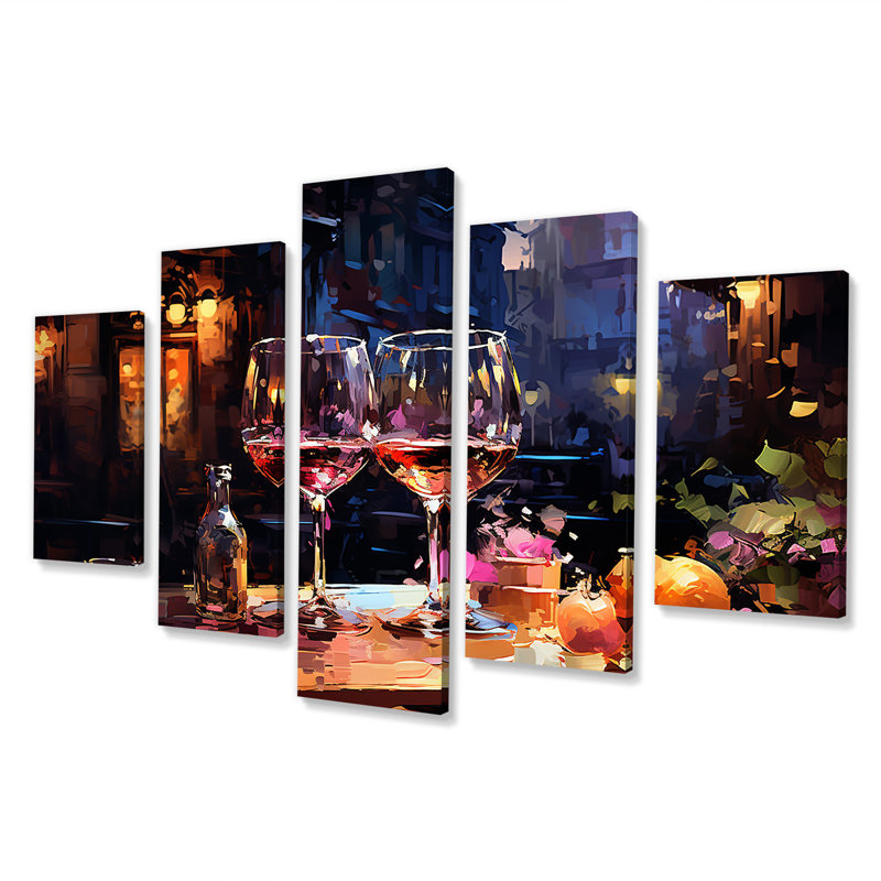  «Curve Elegant Bourgogne Wine - Wine Multipanel Wall Art Canvas