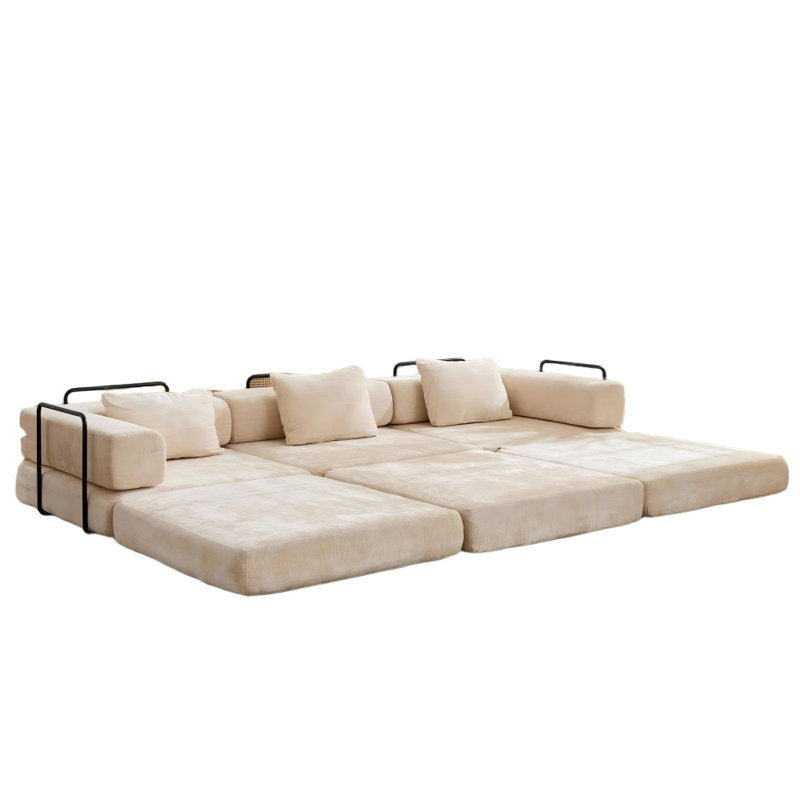 Convertible Chenille Fold Out Sofa Bed, Diy Modular Floor Sofa For Multi-occasion Use