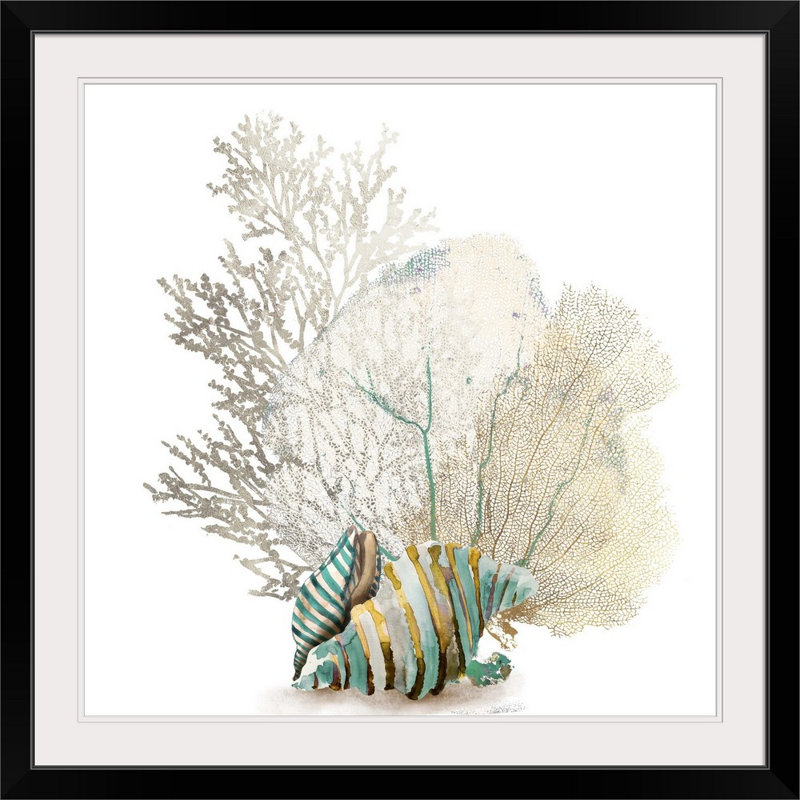 «Deep Coral II» par Aimee Wilson - reproduction d'art, H 38 po x l 38 po x P 1 po, Cadre noir