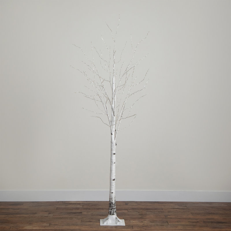 Bouleau blanc artificiel pré-éclairé avec lumières DEL blanc chaud, 3'
