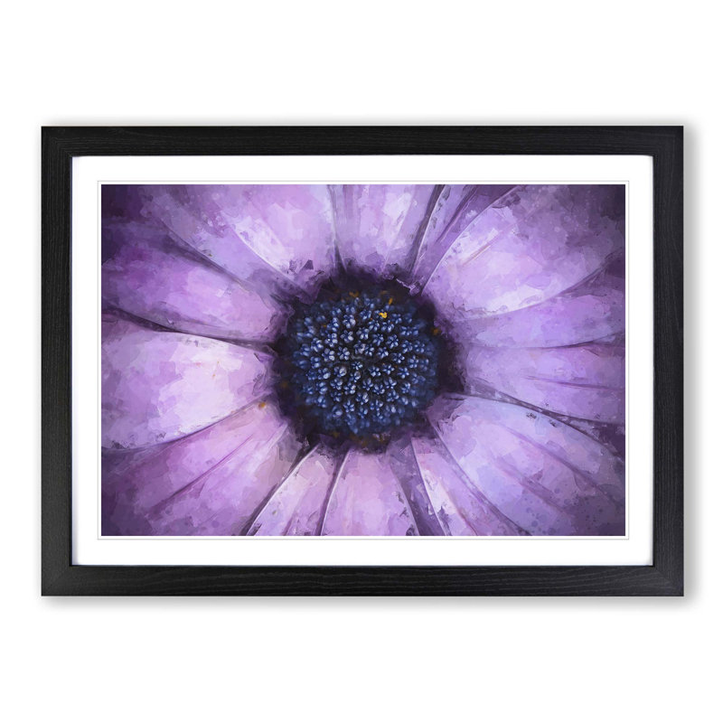 The Eye of a Purple Flower in Abstract - Picture Frame Graphic Art Print on MDF, 62cm H x 87cm W x 2cm D, Black Framed