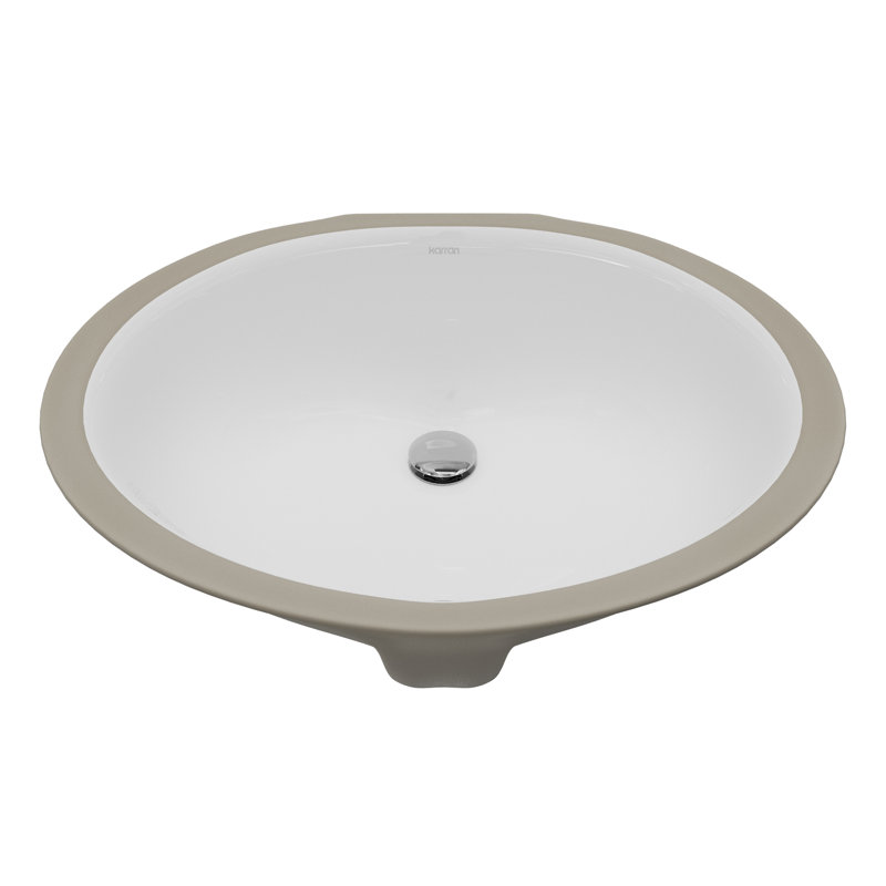 Karran Valera 19" Oval Undermount Vitreous China Bathroom Sink in White