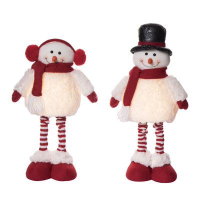  Light Up Plush Telescoping Snowman Set of 3 Christmas Home Decorations