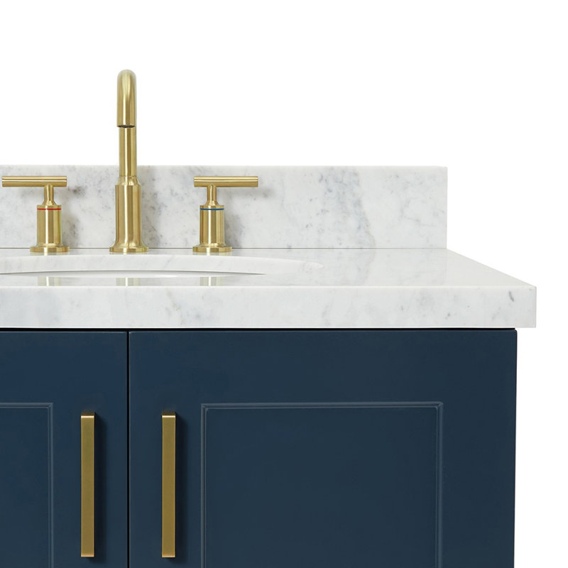 ARIEL TAYLOR 43 IN RIGHT OFFSET RECTANGLE SINK VANITY, Left, Rectangle, Midnight Blue