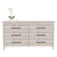 Commode double 6 tiroirs Paris, quatre pieds, plateau supérieur, gris clair