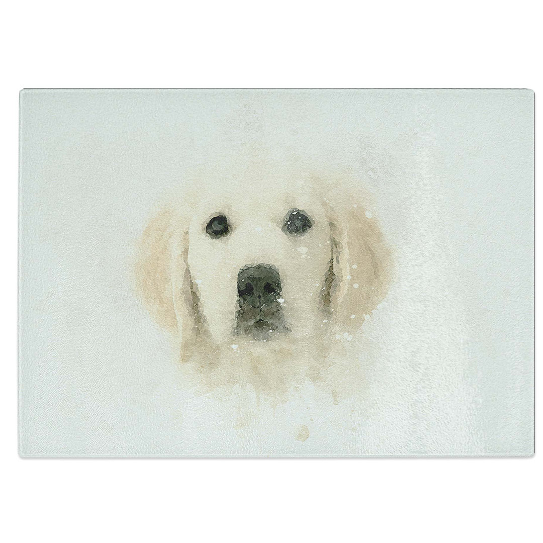 Glass Golden Retriever Puppy in Abstract Chopping Board