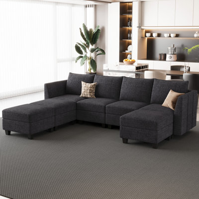 Uthyr 8 Pieces U Shaped 4-Seat Sofa Couch 112.6 Inch Wide Livingroom Modular Sofa Sectional Storage Couch With Chaise And Detachable And Washable Cush