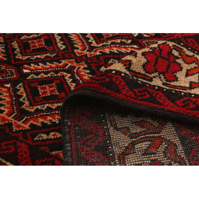 Hand-Knotted Rizbaft Red Wool Rug 3'5" X 6'5"